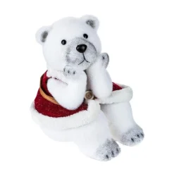 RETIF Deco De Noel Ours Blanc Assis Avec Habit Hot