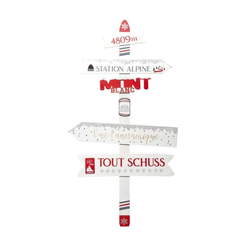 RETIF Deco De Noel Pancarte Ski En Bois A Suspendre H102Cm New