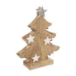 RETIF Deco De Noel Sapin En Bois Avec Etoiles Blanches Et Cimier H25Cm Shop