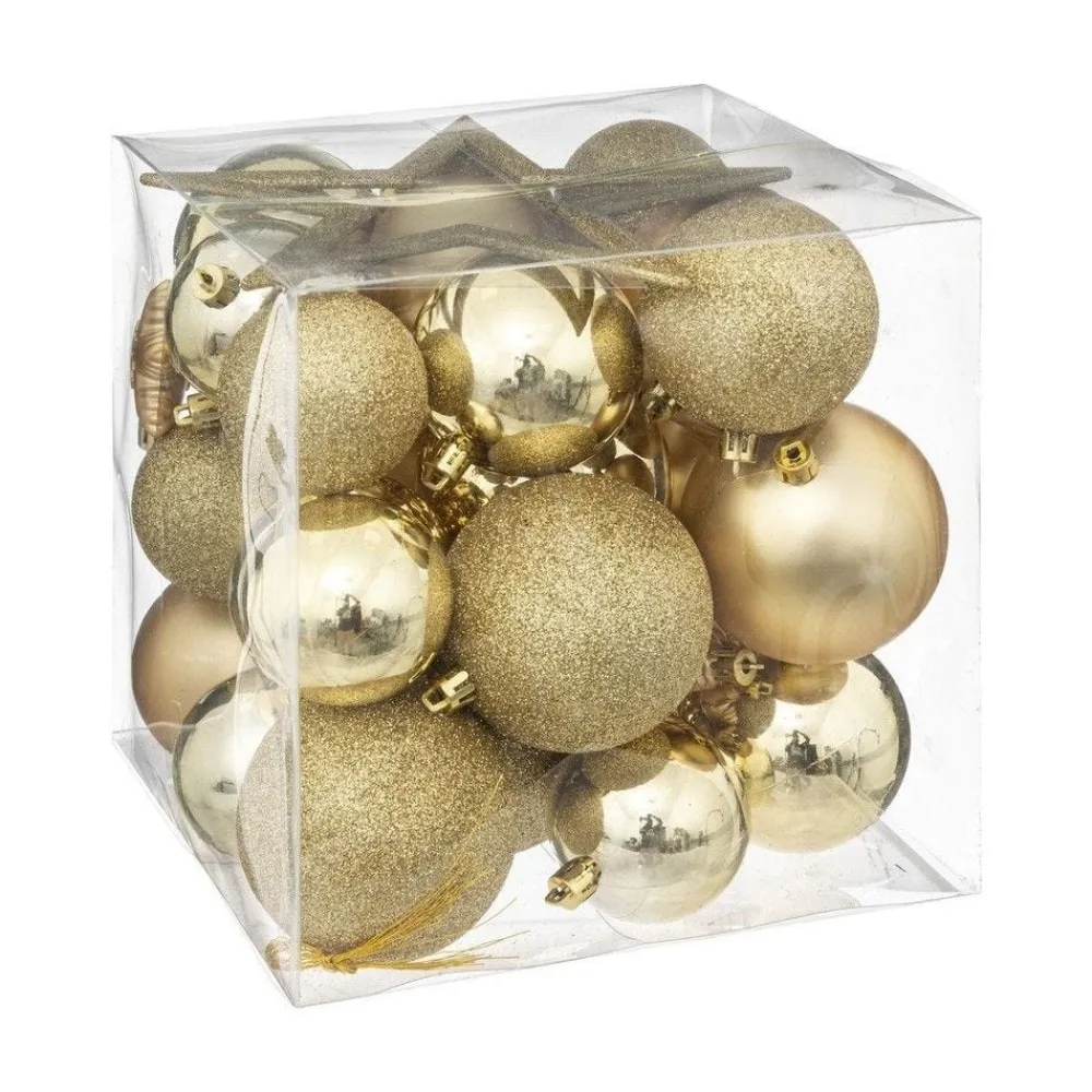 RETIF Deco De Sapin De Noel Kit 35 Pieces Boule Flocon Et Cimier Dore Cheap