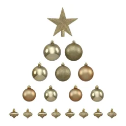 RETIF Deco De Sapin De Noel Kit De 18 Pieces Boules Et Cimier Or Discount