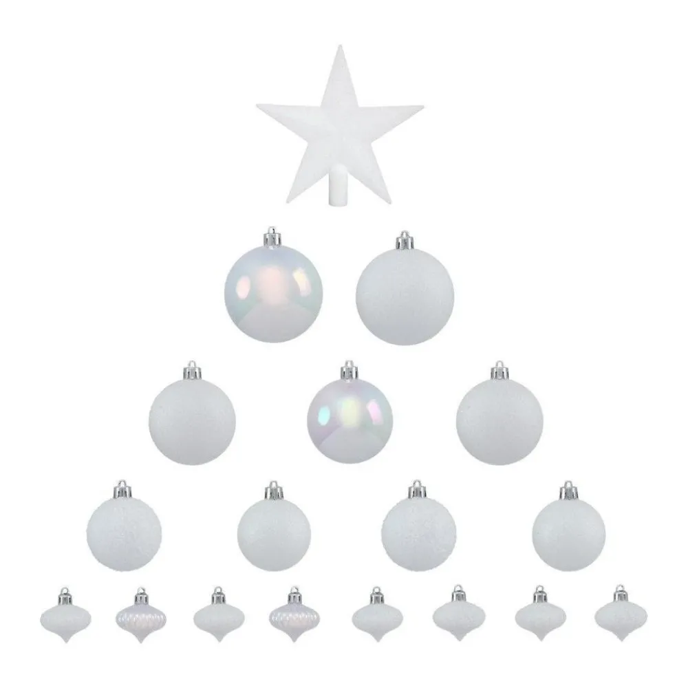 RETIF Deco De Sapin De Noel Kit De 18 Pieces Boules Et Cimier Blanc Irise Store
