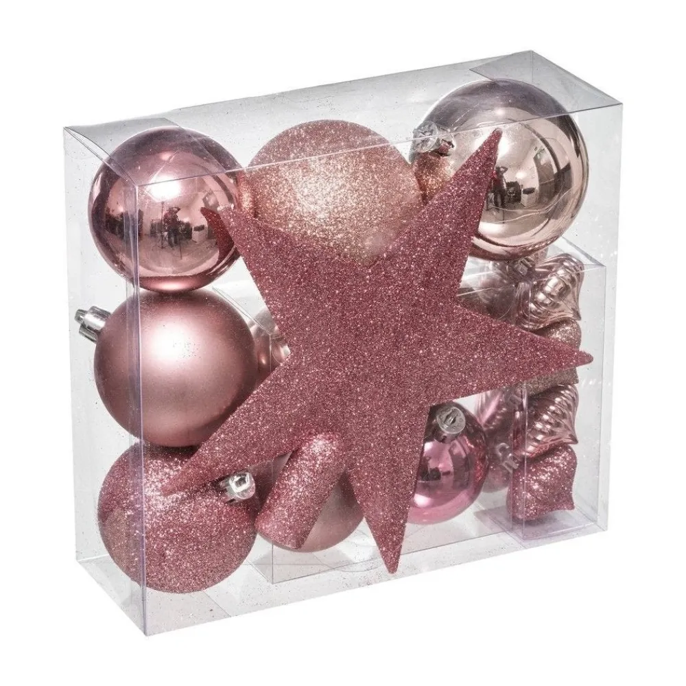 RETIF Deco De Sapin De Noel Kit De 18 Pieces Boules Et Cimier Nuance De Rose Cheap