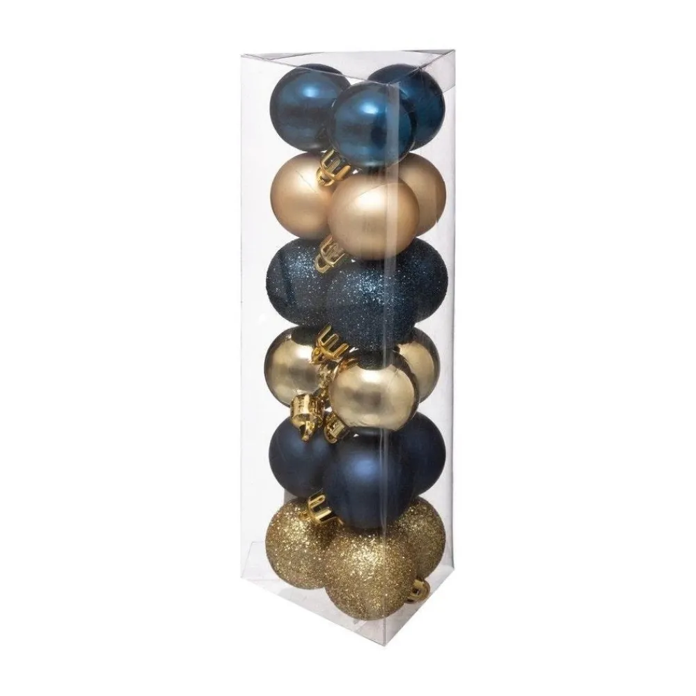 RETIF Deco De Sapin Lot De 18 Boules De Noel O3Cm Bleu Et Champagne Fashion