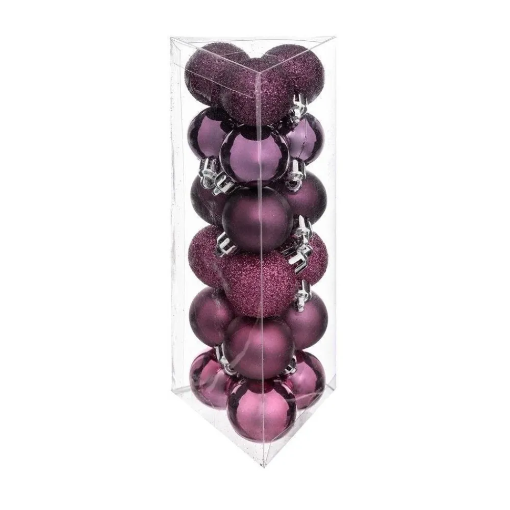 RETIF Deco De Sapin Lot De 18 Boules De Noel O3Cm Cassis Et Fuchsia Sale
