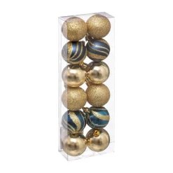 RETIF Deco De Sapin Lot De 12 Boules De Noel O4Cm Bleu Et Or Hot