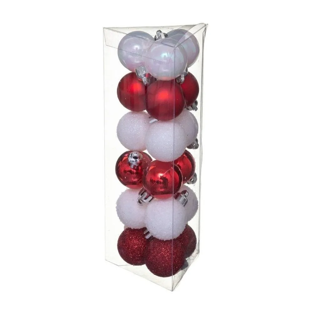 RETIF Deco De Sapin Lot De 18 Boules De Noel O3Cm Blanc Et Rouge Store