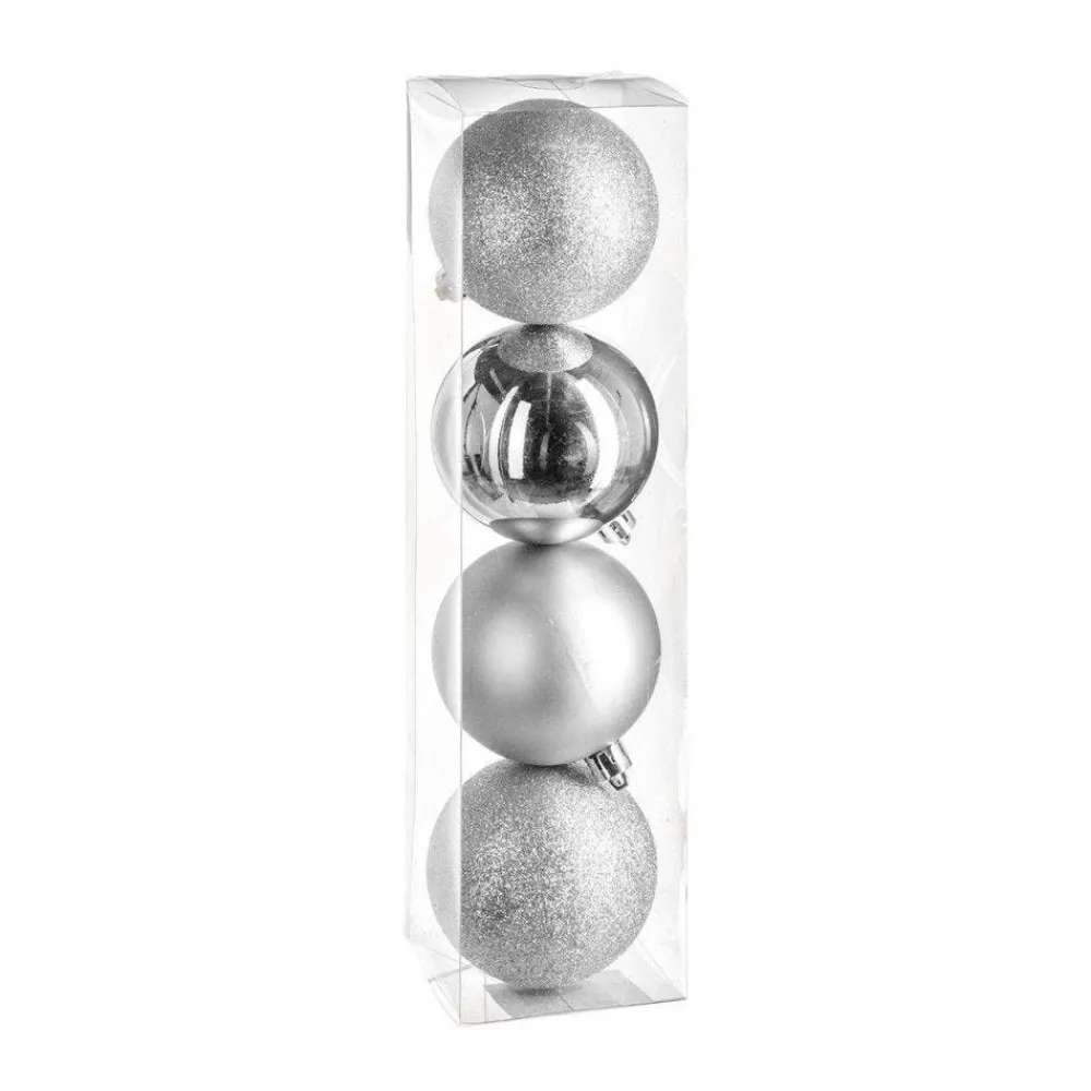 RETIF Deco De Sapin Lot De 4 Boules De Noel O8Cm Argent Discount