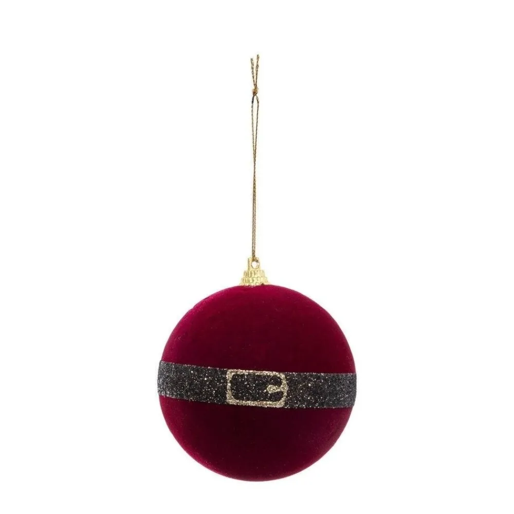 RETIF Deco De Sapin Lot De 4 Boules De Noel O8Cm Rouge Et Vert Avec Galon Or Fashion