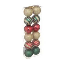 RETIF Deco De Sapin Lot De 12 Boules De Noel O4Cm Vert Rouge Et Or New