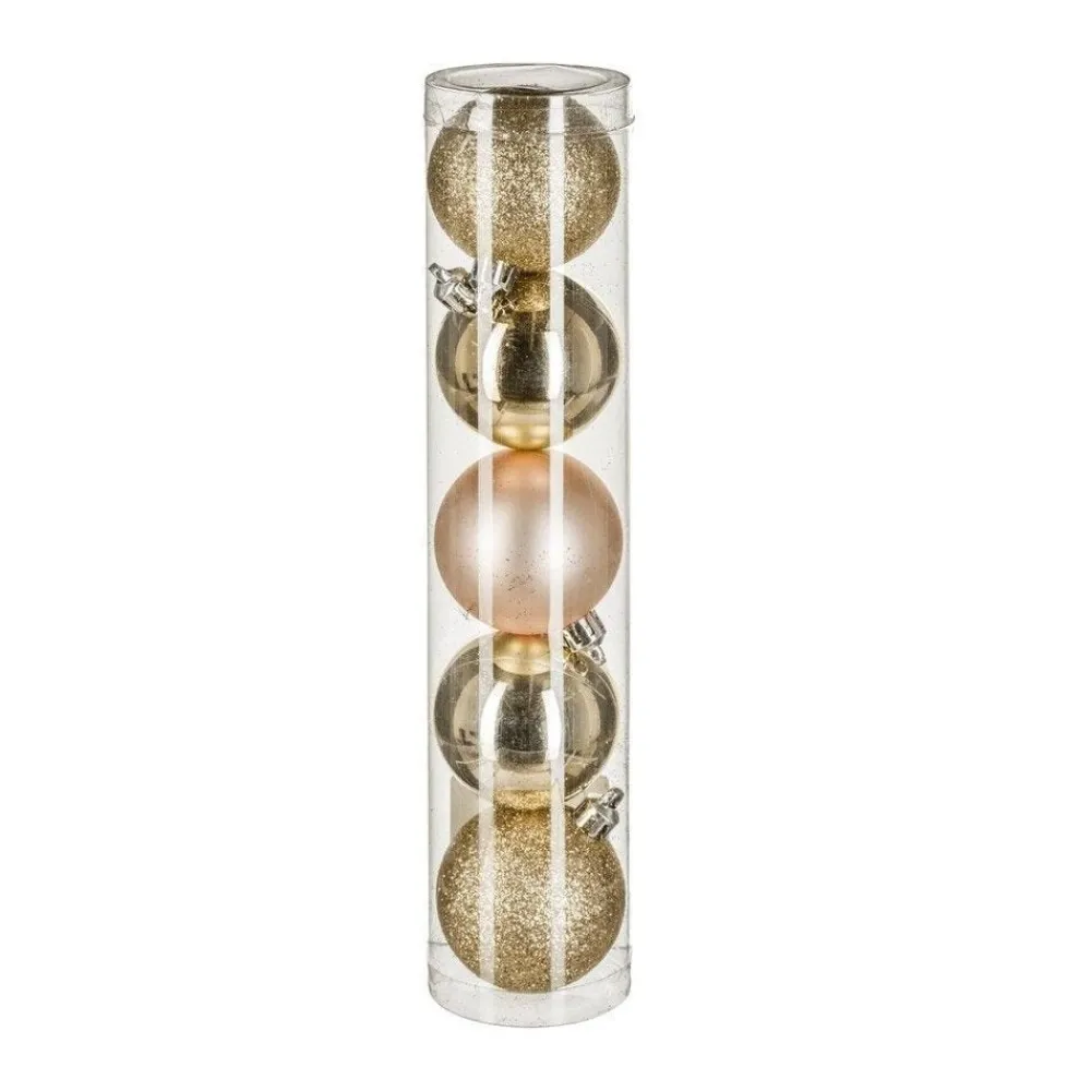 RETIF Deco De Sapin Lot De 5 Boules De Noel O5Cm Or Et Champagne Best