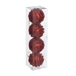 RETIF Deco De Sapin Lot De 4 Boules De Noel O8Cm Effet Maille Rouge Shop