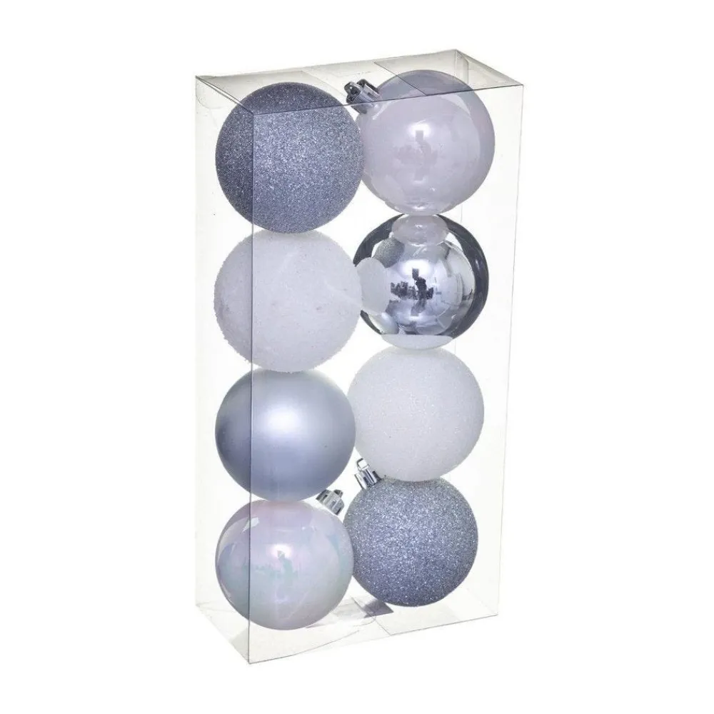 RETIF Deco De Sapin Lot De 8 Boules De Noel O7Cm Argent Et Blanc Best