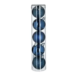 RETIF Deco De Sapin Lot De 5 Boules De Noel O5Cm Bleu Nuit Discount