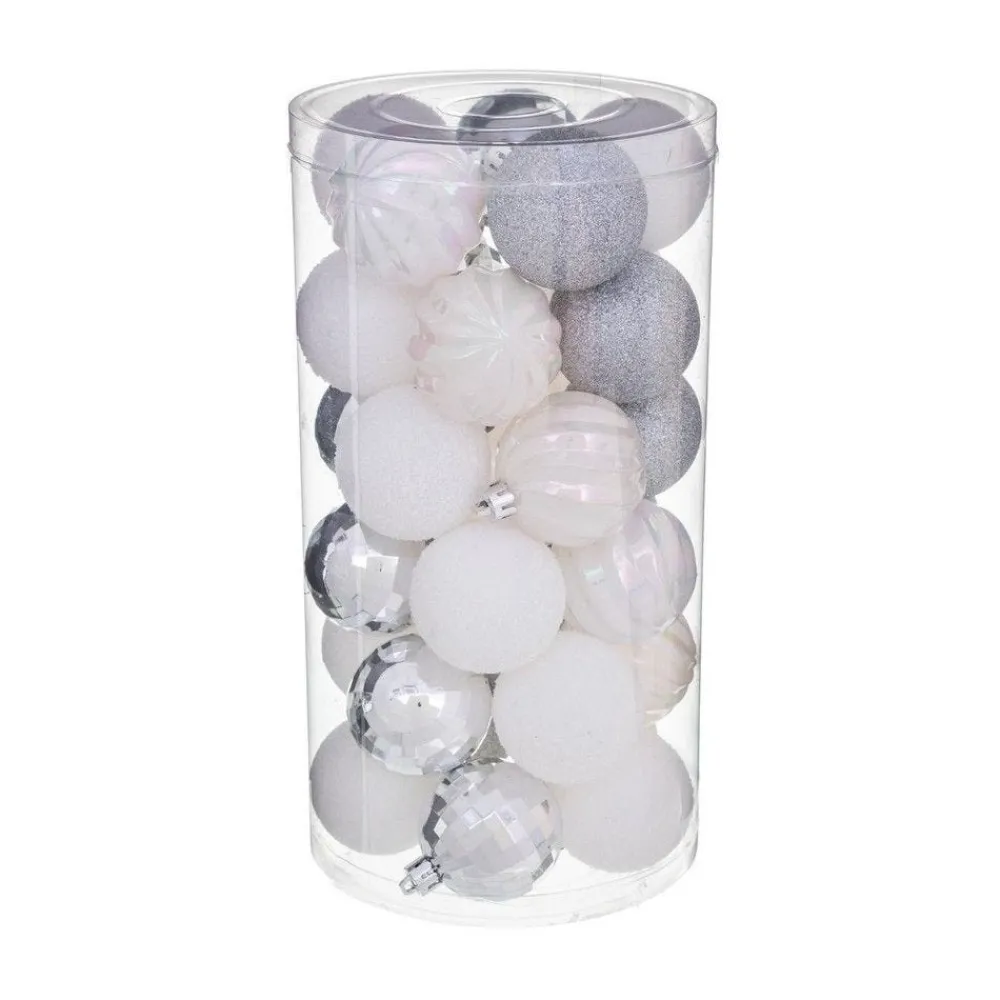 RETIF Deco De Sapin Lot De 30 Boules De Noel O6Cm Argent Et Blanc Cheap
