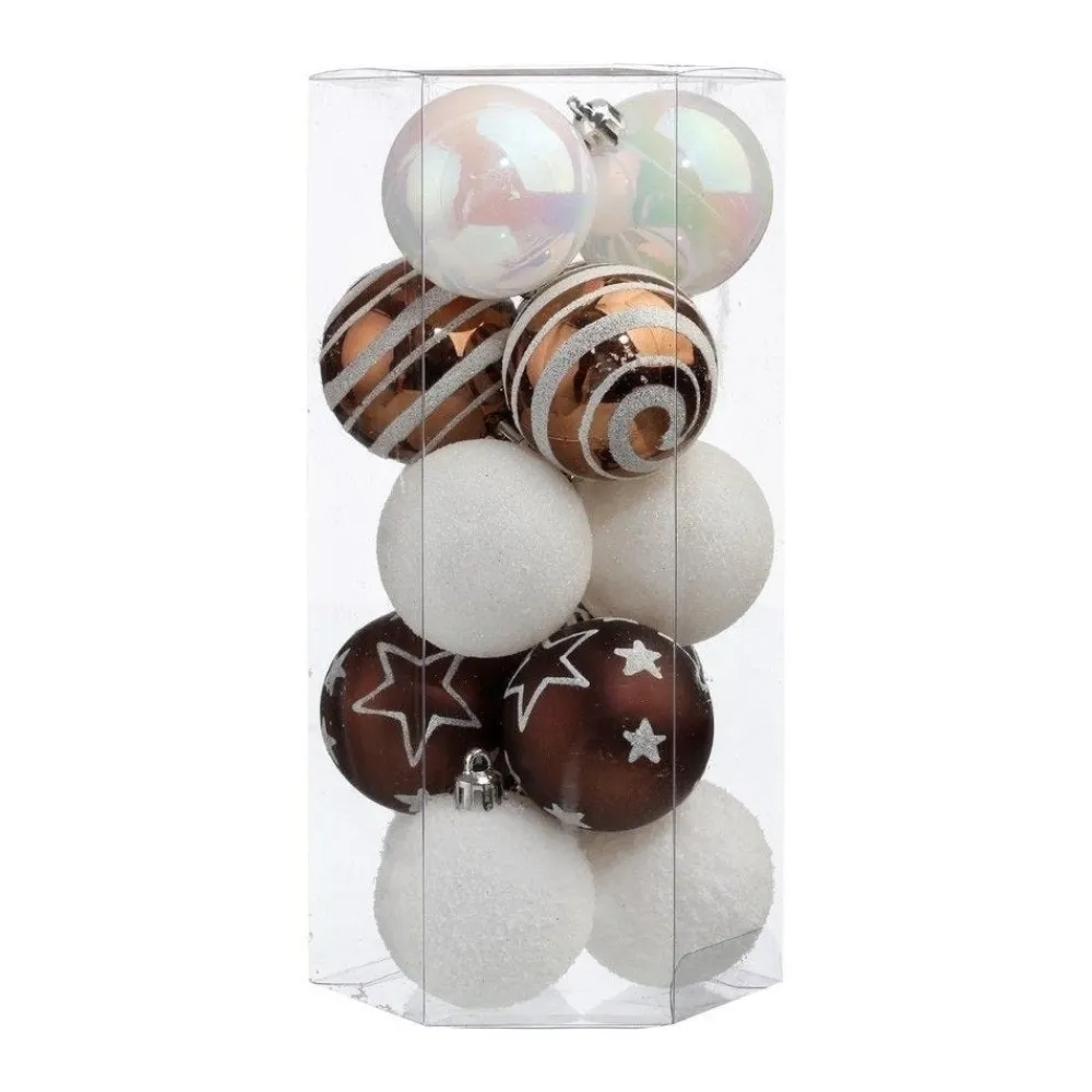 RETIF Deco De Sapin Lot De 15 Boules De Noel O5Cm Blanc Et Cafe Hot