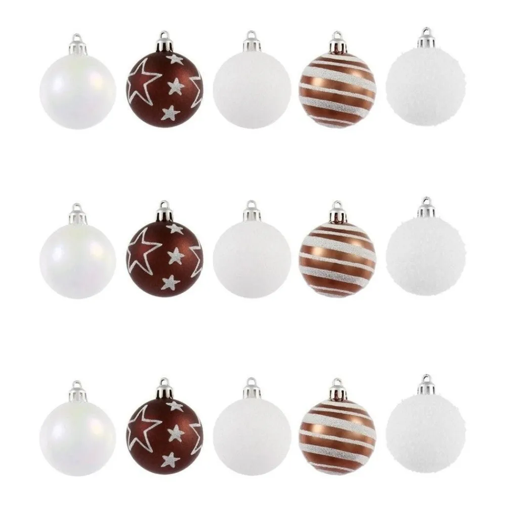 RETIF Deco De Sapin Lot De 15 Boules De Noel O5Cm Blanc Et Cafe Hot