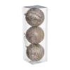 RETIF Deco De Sapin Lot De 3 Boules De Noel O8Cm Champagne Avec Perles Et Paillettes Cheap