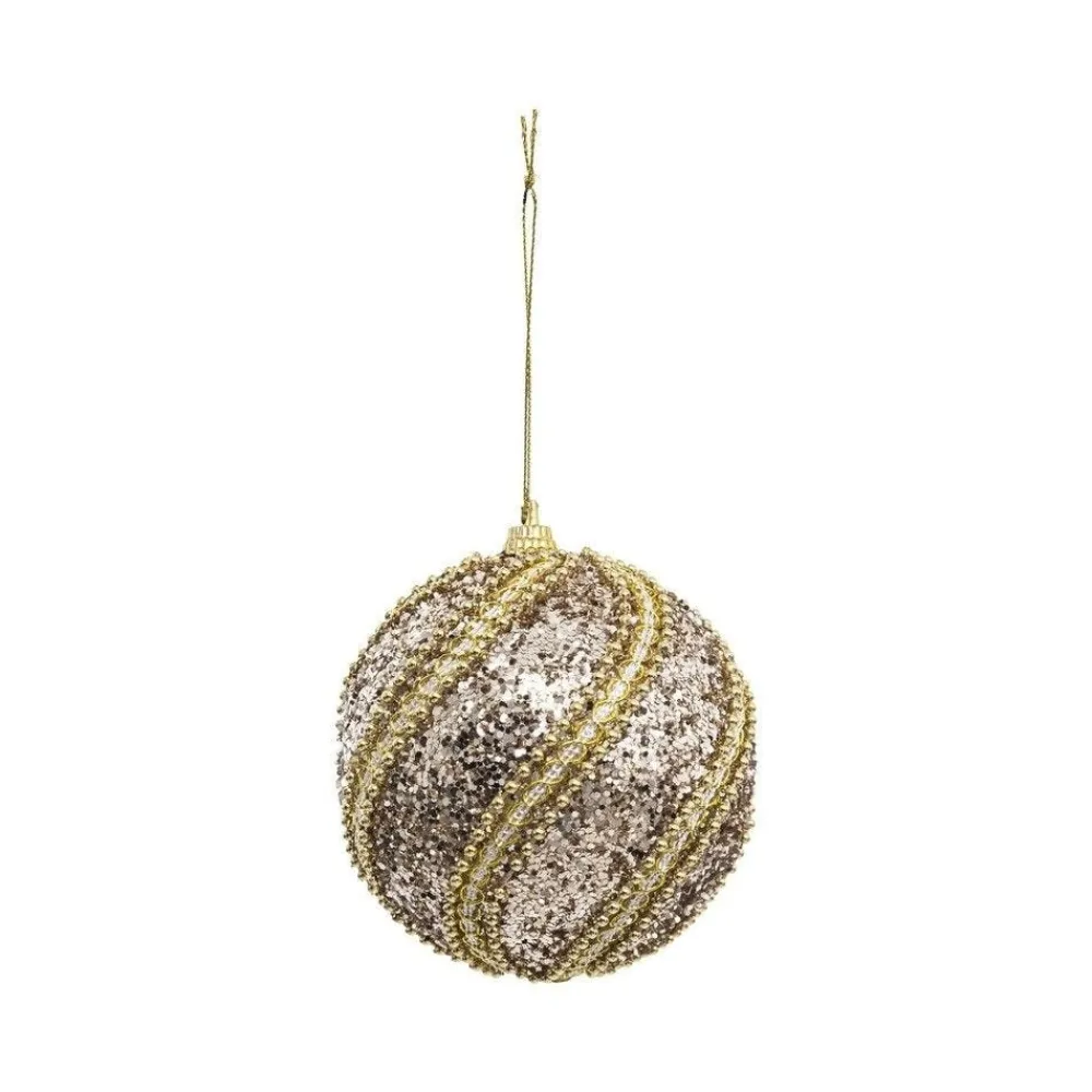 RETIF Deco De Sapin Lot De 3 Boules De Noel O8Cm Champagne Avec Perles Et Paillettes Cheap