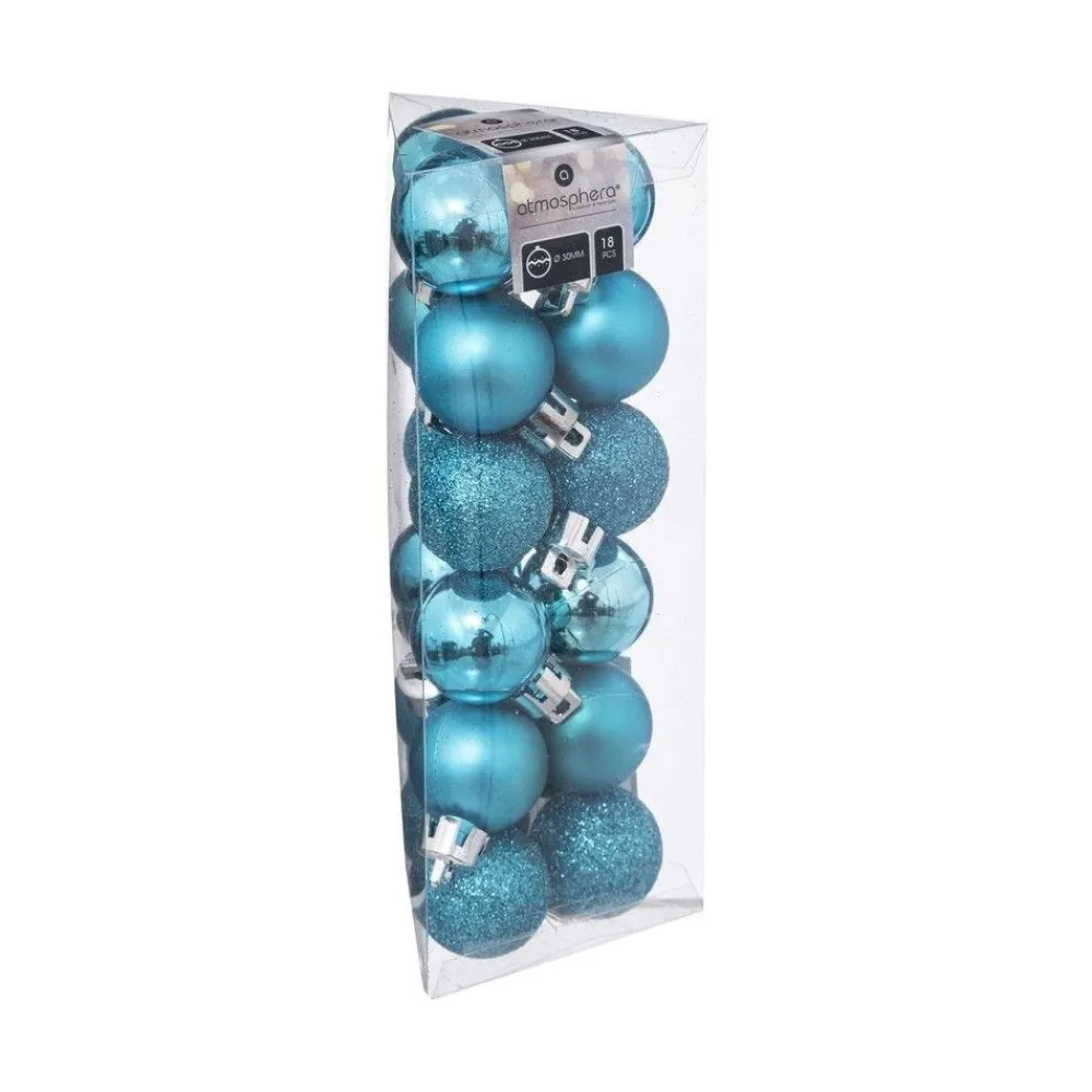RETIF Deco De Sapin Lot De 18 Boules De Noel O3Cm Turquoise Discount