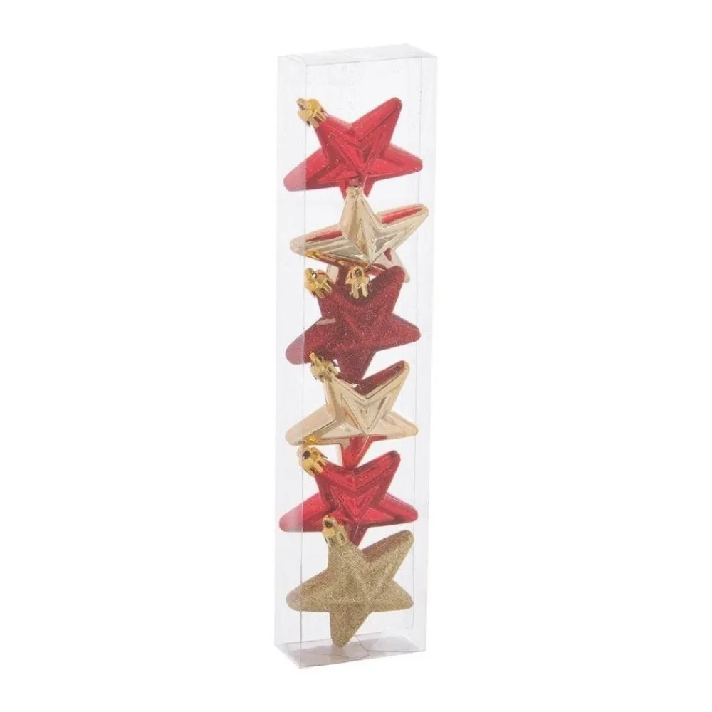 RETIF Deco De Sapin Lot De 6 Etoiles O6Cm Rouge Best