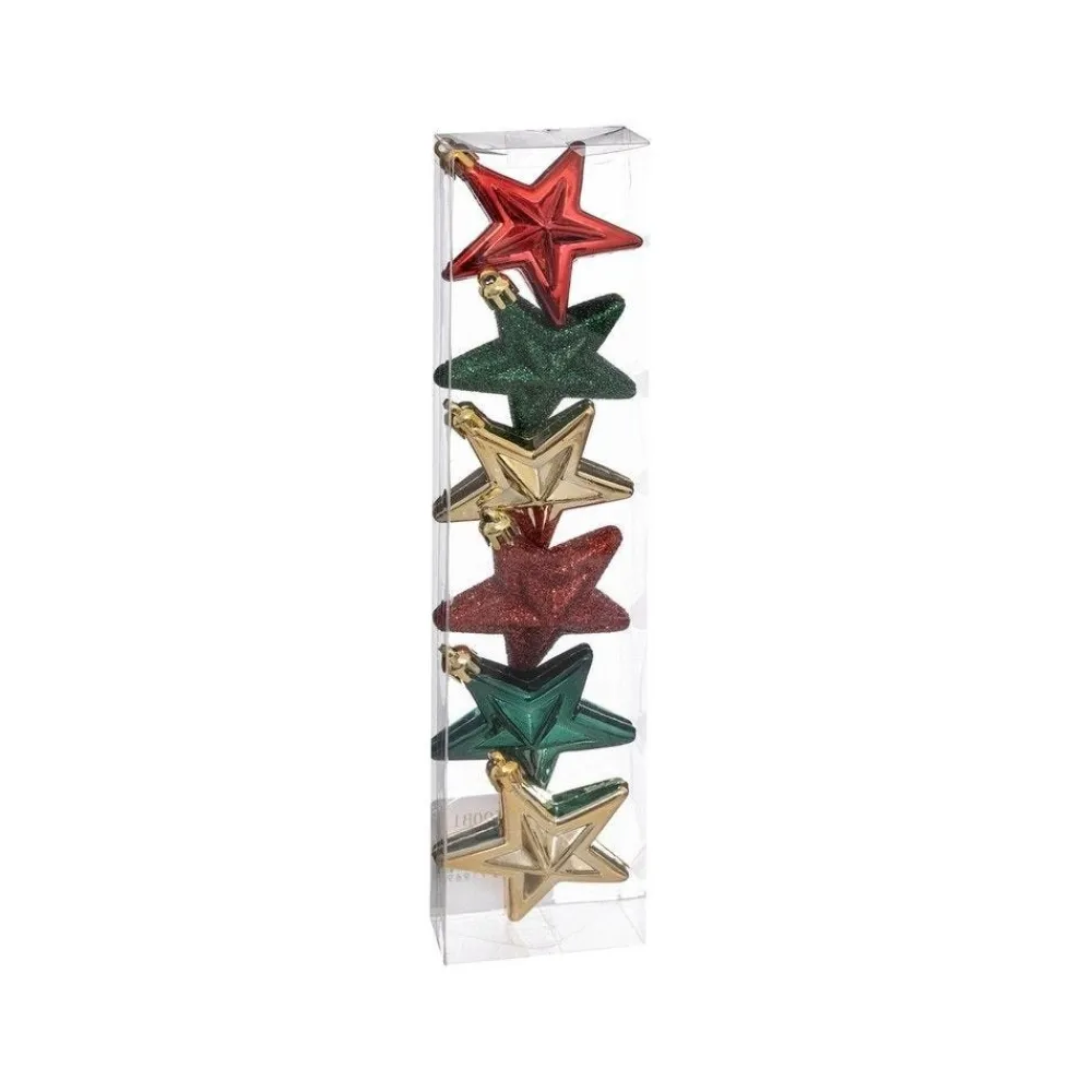 RETIF Deco De Sapin Lot De 6 Etoiles O6Cm Vert Rouge Et Or Flash Sale