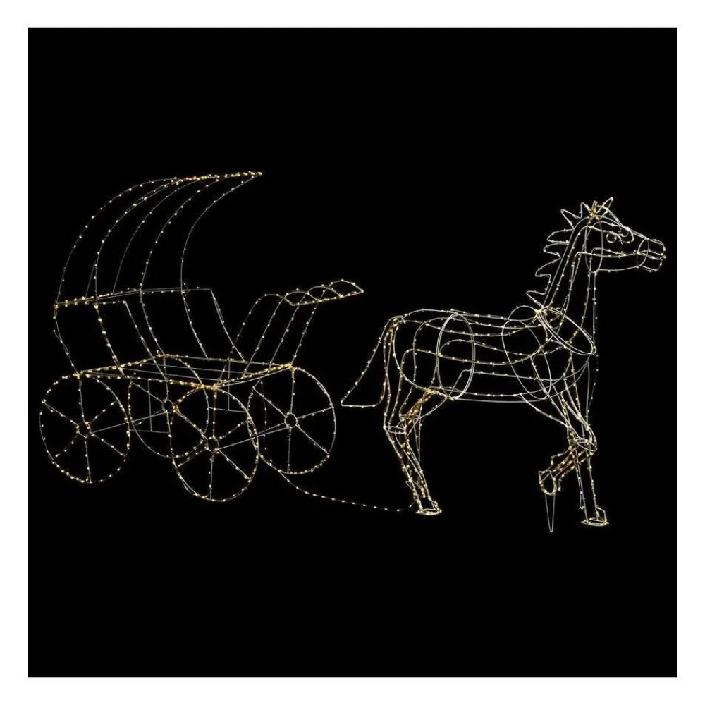 RETIF Deco Lumineuse Caleche Et Cheval En 3D 1000 Led Blanc Chaud 8 Jeux De Lumiere Discount