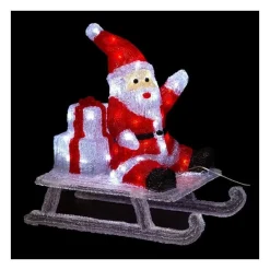 RETIF Deco Lumineuse Pere Noel Sur Sa Luge 60 Led Blanc Froid 8 Jeux De Lumiere Discount