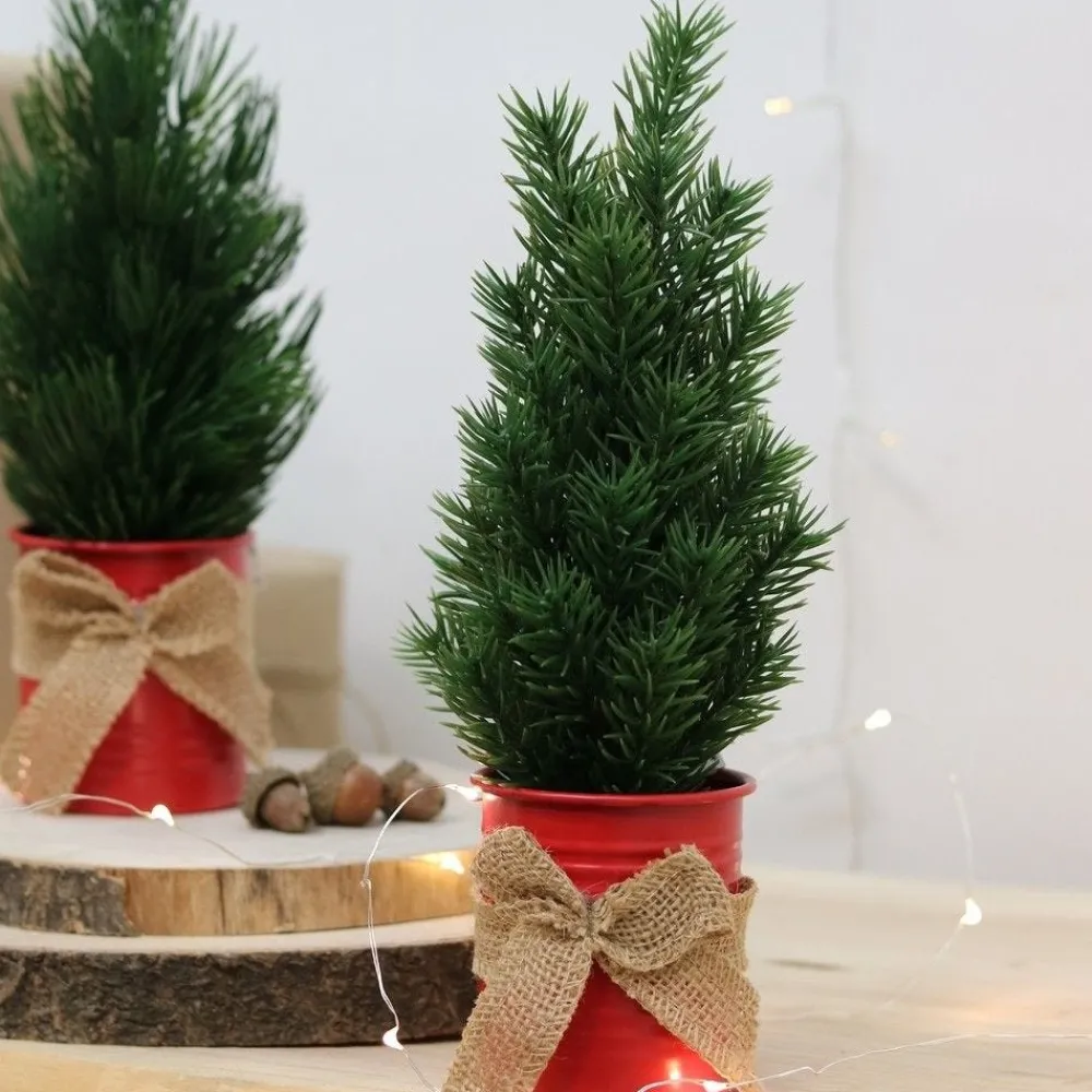 RETIF Decoration De Noel - 2 Sapins Artificiels De Table, Pot Metal, H.35Cm New