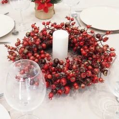 RETIF Decoration De Noel - Couronne Artificielle A Suspendre, D.35Cm, Rouge Shop