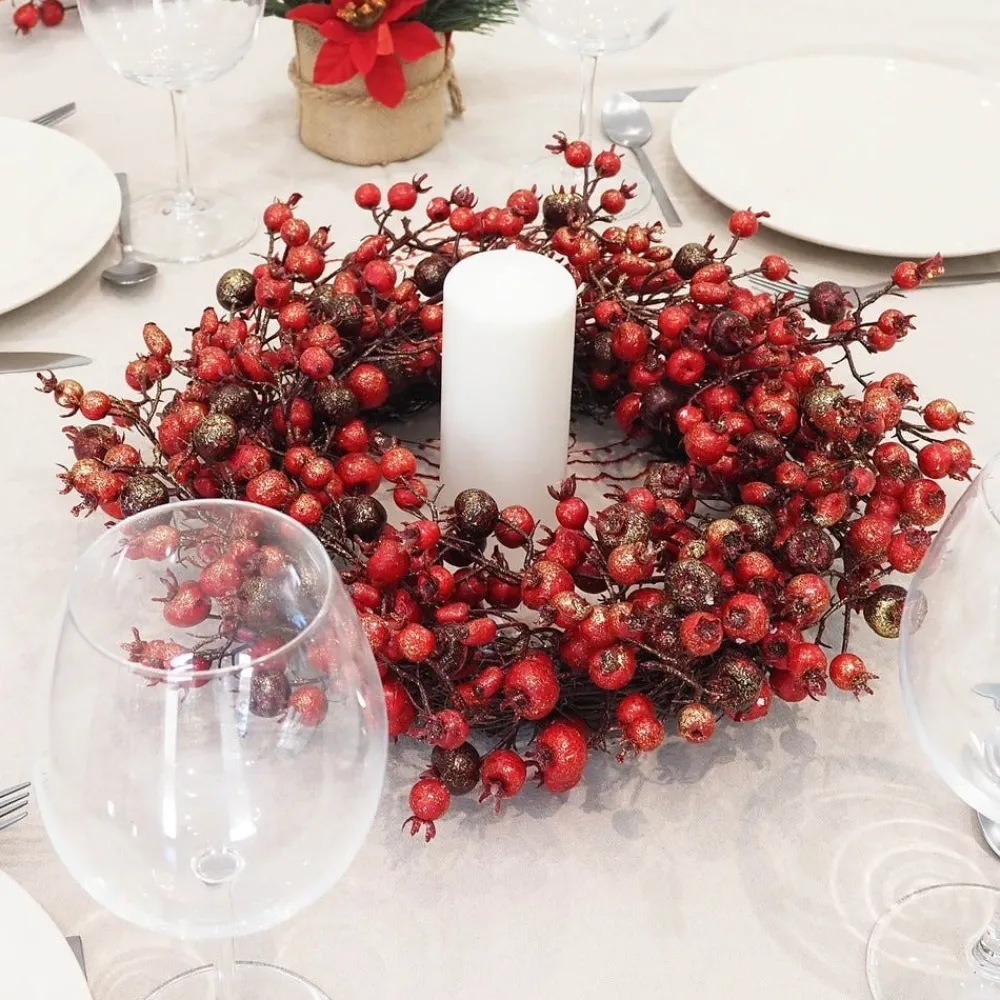 RETIF Decoration De Noel - Couronne Artificielle A Suspendre, D.35Cm, Rouge Shop