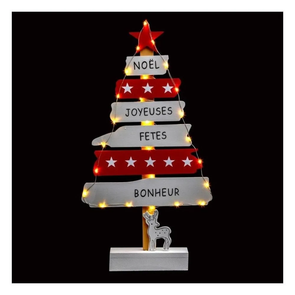 RETIF Decoration Interieur De Noel Sapin En Bois Lumineux A Led H50Cm Sale