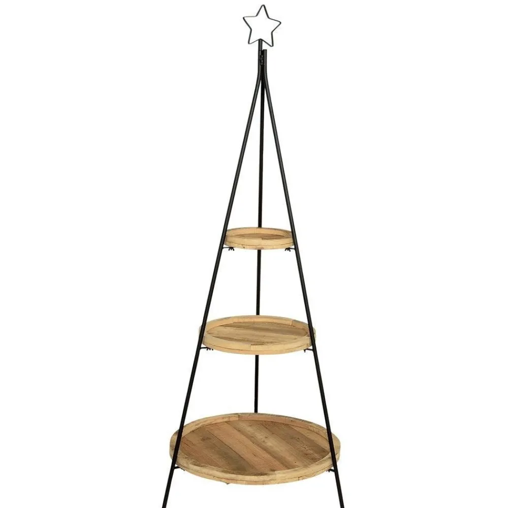 RETIF Etagere Metal Et Bois 3 Plateaux Ronds - O 57 X H 158 Cm Online