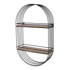 RETIF Etagere Ovale Metal Noir Et Bois 2 Niveaux Sale