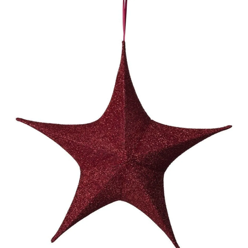 RETIF Etoile 3D Pliable En Tissu Rouge Paillete D 80Cm Hot