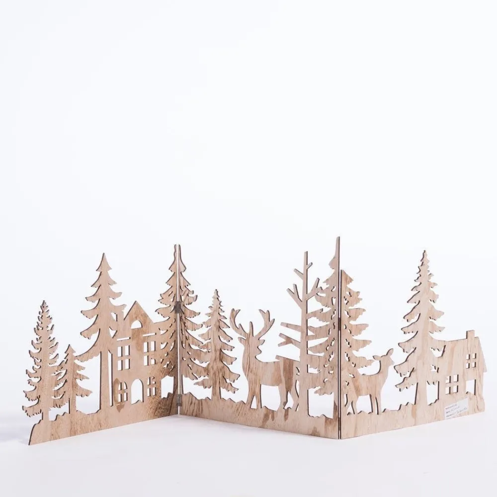 RETIF Facade Decoupe Sapins Et Cerfs En Mdf Pliable L 134 X H 45 Cm Best