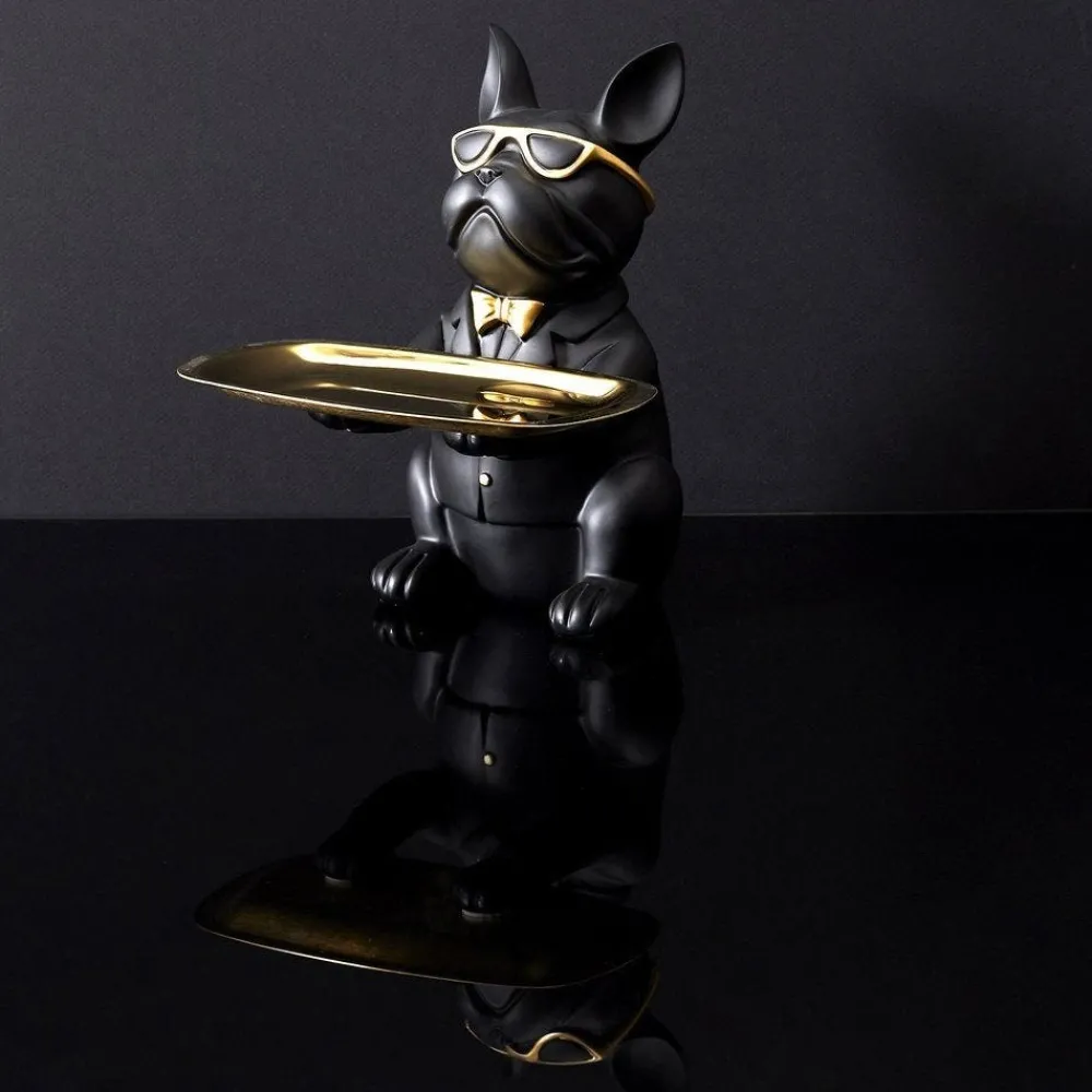 RETIF Figurine Bulldog Noir Vide Poche Rectangulaire H21Cm Clearance