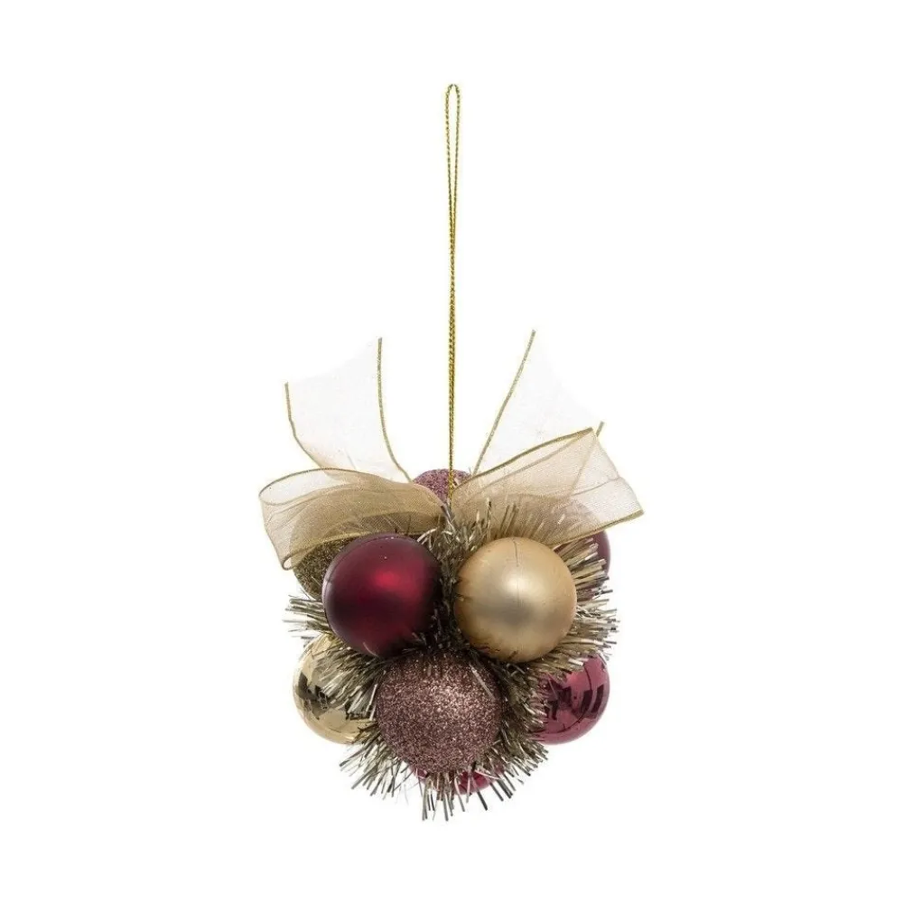 RETIF Grappe De 11 Boules De Noel A Suspendre Deco Ruban Dore Best Sale