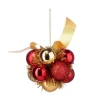 RETIF Grappe De 11 Boules De Noel A Suspendre Deco Rouge Et Ruban Dore Best