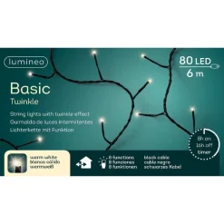 RETIF Guirlande Blanc Chaud 80 Leds Cable Noir 6M Store