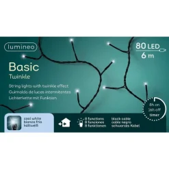 RETIF Guirlande Blanc Froid 80 Leds Cable Noir 6M Fashion