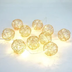 RETIF Guirlande De 10 Boules Or O8Cm - 50 Micro Led Blanc Chaud 1,8M Store