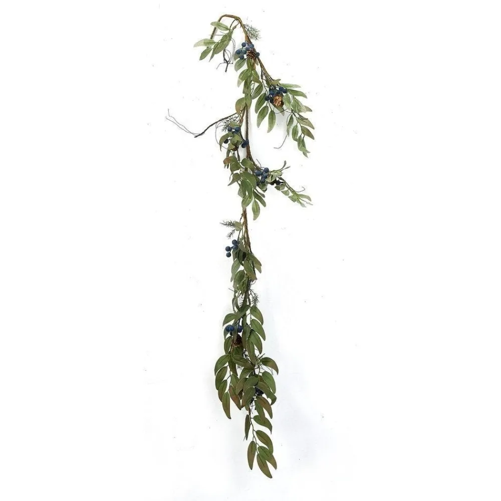 RETIF Guirlande De Feuilles Vertes Et Baies Bleues L 120 Cm Shop