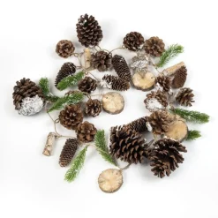 RETIF Guirlande De Pommes De Pin De Rondins Et Branche Sapin Enneigee L 165 Cm Flash Sale
