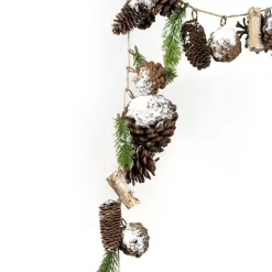 RETIF Guirlande De Pommes De Pin De Rondins Et Branche Sapin Enneigee L 165 Cm Flash Sale