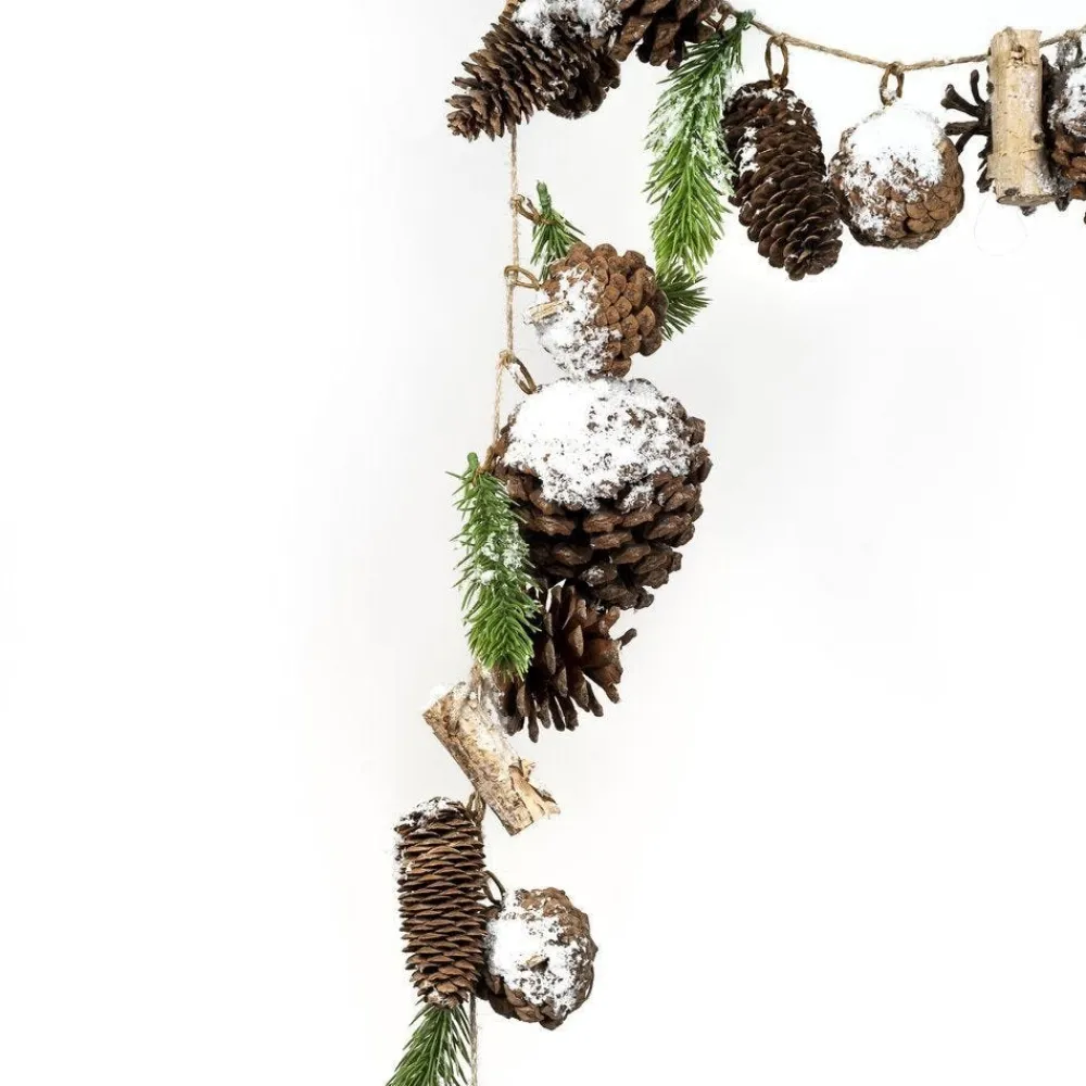 RETIF Guirlande De Pommes De Pin De Rondins Et Branche Sapin Enneigee L 165 Cm Flash Sale