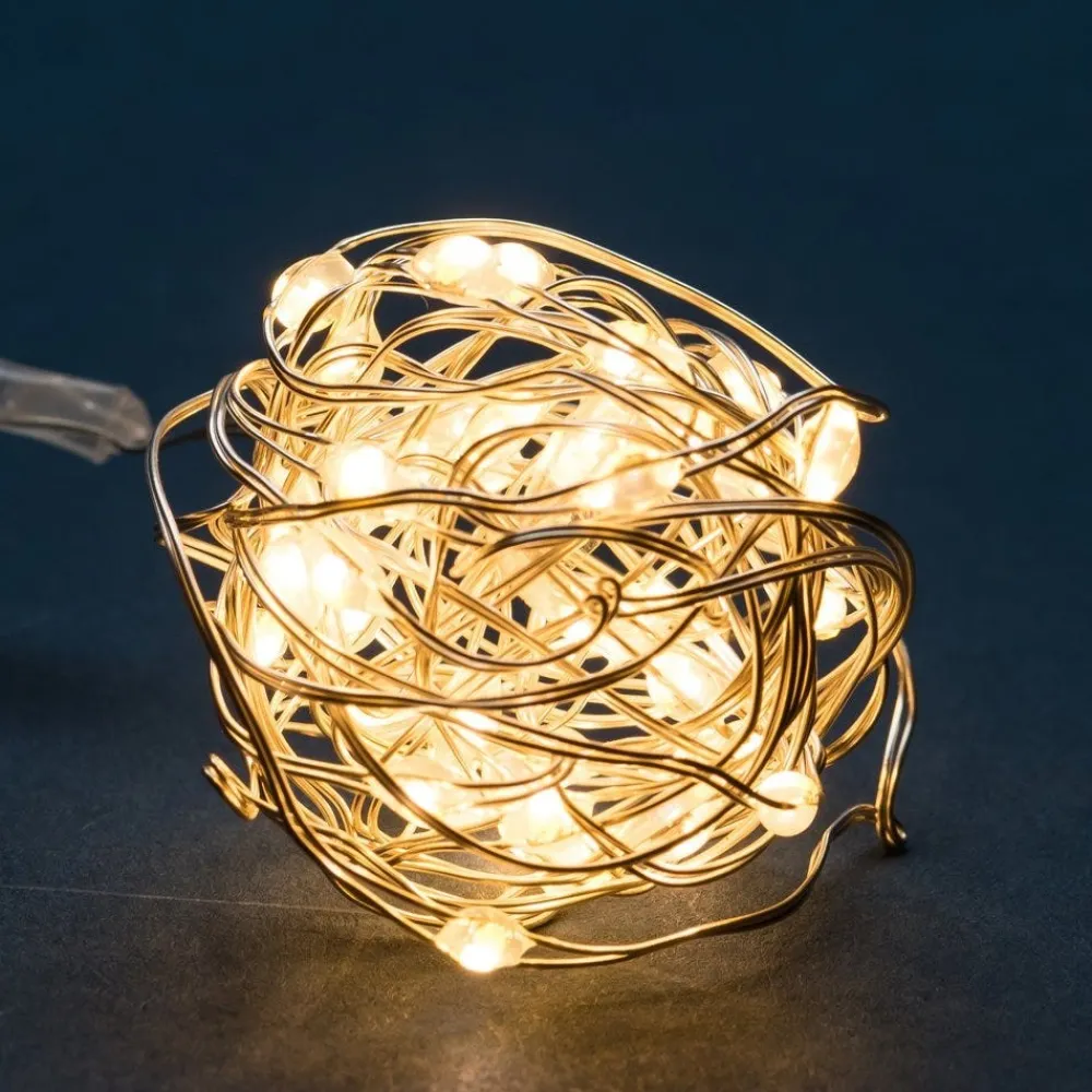 RETIF Guirlande Fil Argent 40 Micro Leds Blanc Chaud L 195 Cm Clearance