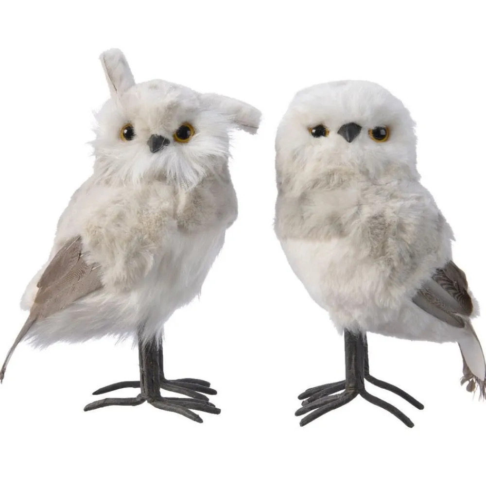 RETIF Hibou Ou Chouette Blanche 14X12X23Cm - 2 Modeles Possibles New