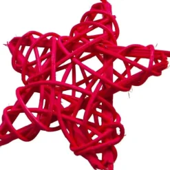 RETIF Lot De 50 Suspensions, Forme Etoile En Rotin Rouge - 6X6X1.5 Cm - Par 40 Hot