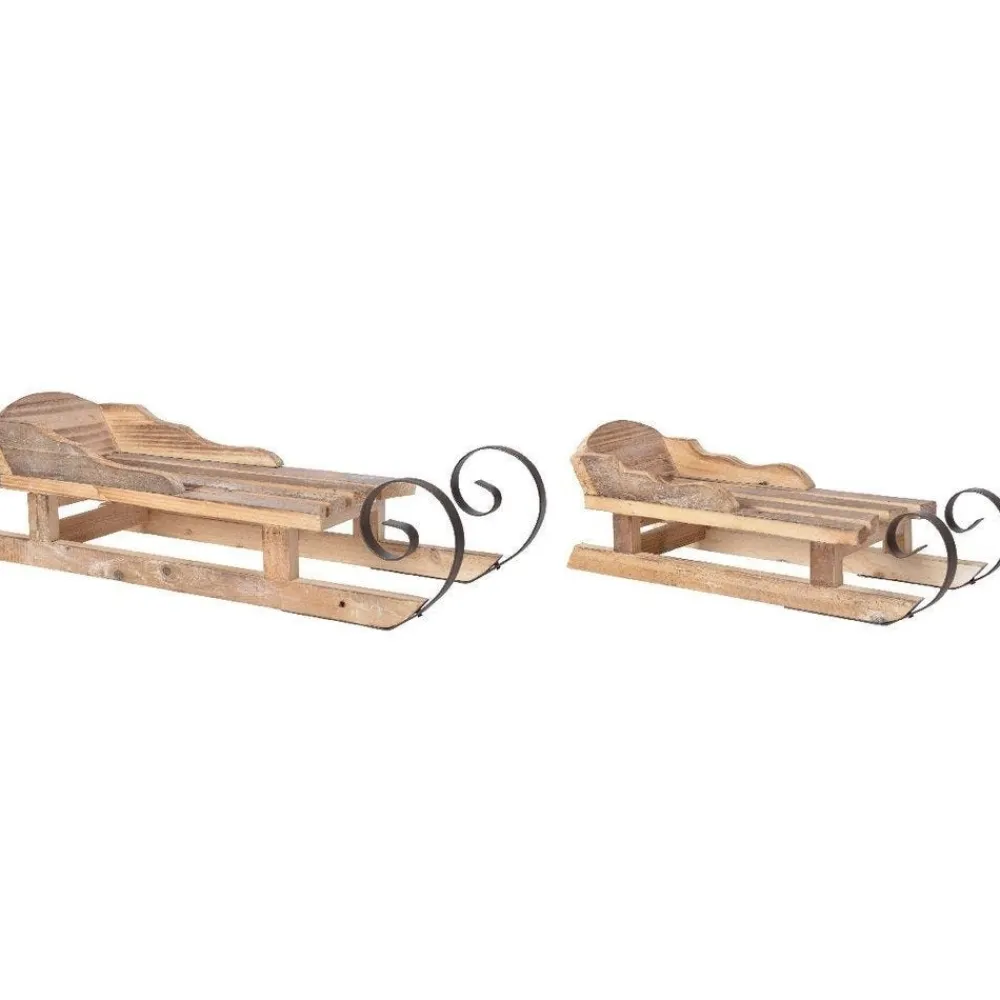 RETIF Luge En Bois Et Metal 52X17,5X20 + 42X14,5X15,5Cm - Par 2 Flash Sale